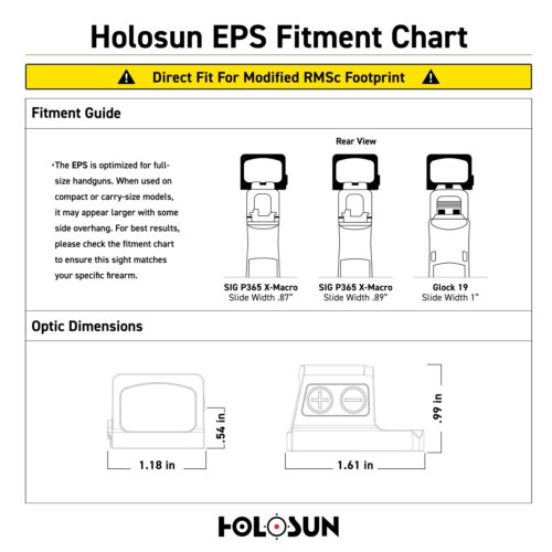 Holosun EPS Reflex Sight fits Full Size Pistol 2-MOA Red Dot EPS-RD-2 - Image 2