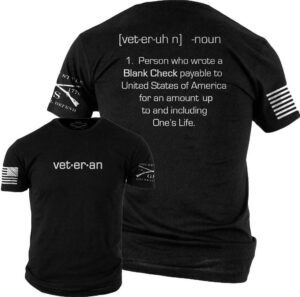 Grunt Style Blank Check Veteran [vet-er-uh n] T-Shirt Men's Black Tee Shirt