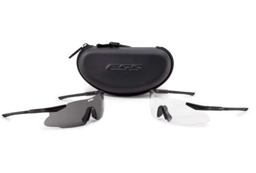 ESS ICE-2X Safety Glasses Black w/ Smoke Gray & Clear Lenses 740-0003