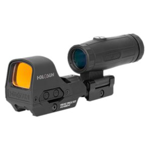 HOLOSUN HE510C-GR & HM3X Combo Green Multi-Reticle Circle Dot Open Reflex Sight w/3x Flip-to-Side Magnifier