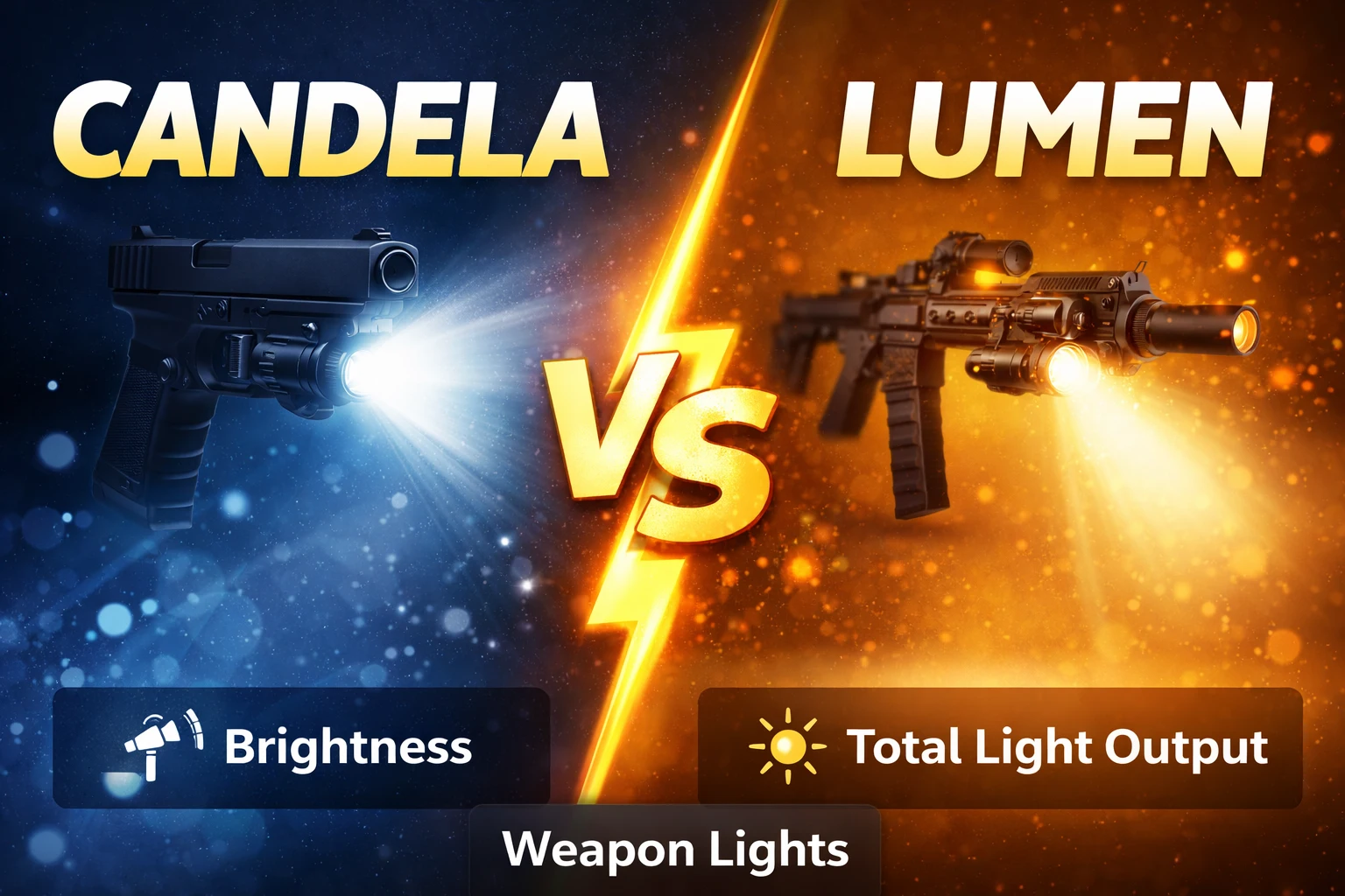 Candela vs Lumen comparison for weapon lights